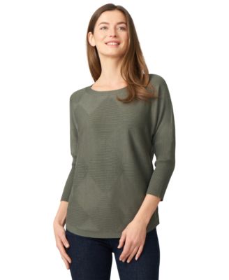 Women's Boat-Neck Diamond-Knit Dolman-Sleeve Sweater
