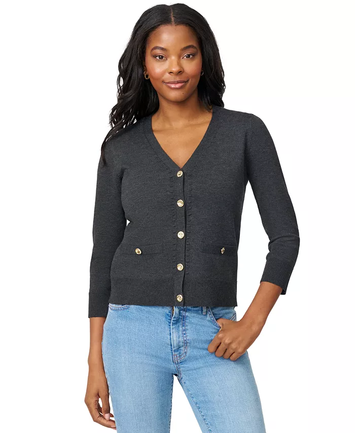 Women's V-Neck 3/4-Sleeve Cardigan - thumbnail 6