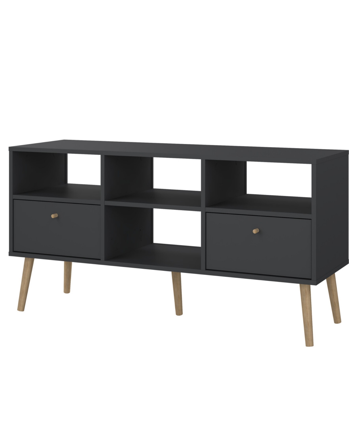 Tvilum 23.94" Wood 2 Drawer And 4 Shelf Tv Stand In Gray