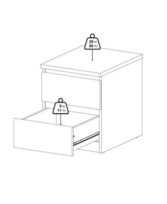 19.49" High 2 Drawer Nightstand