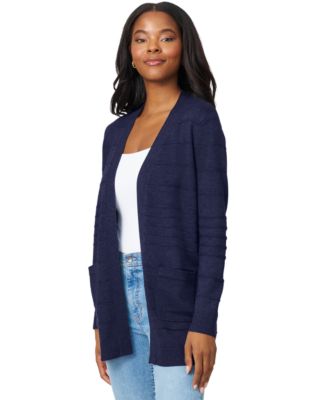 Women's Ribbed Open-Front Long Cardigan