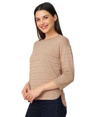 Women's Ottoman-Rib Crewneck 3/4-Sleeve Sweater