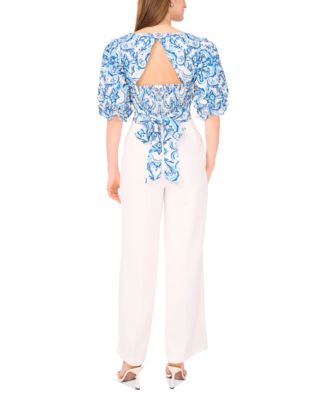 Women's The Lona Printed Blouson-Sleeve Blouse