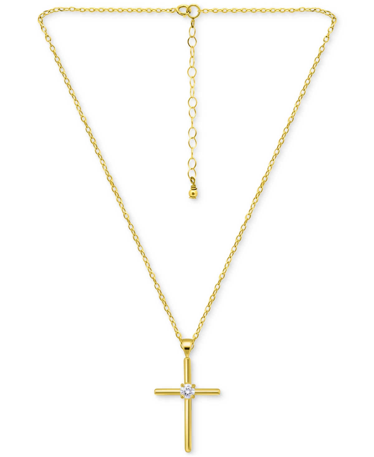 Giani Bernini Cubic Zirconia Cross Pendant Necklace (3/8 Ct. T.w.) In Sterling Silver, 16" + 2" Extender In Gold