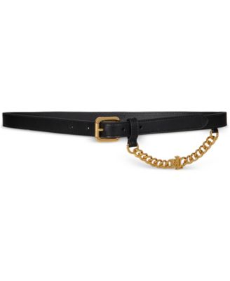 Lauren Ralph Lauren - Logo-Chain Leather Skinny Belt