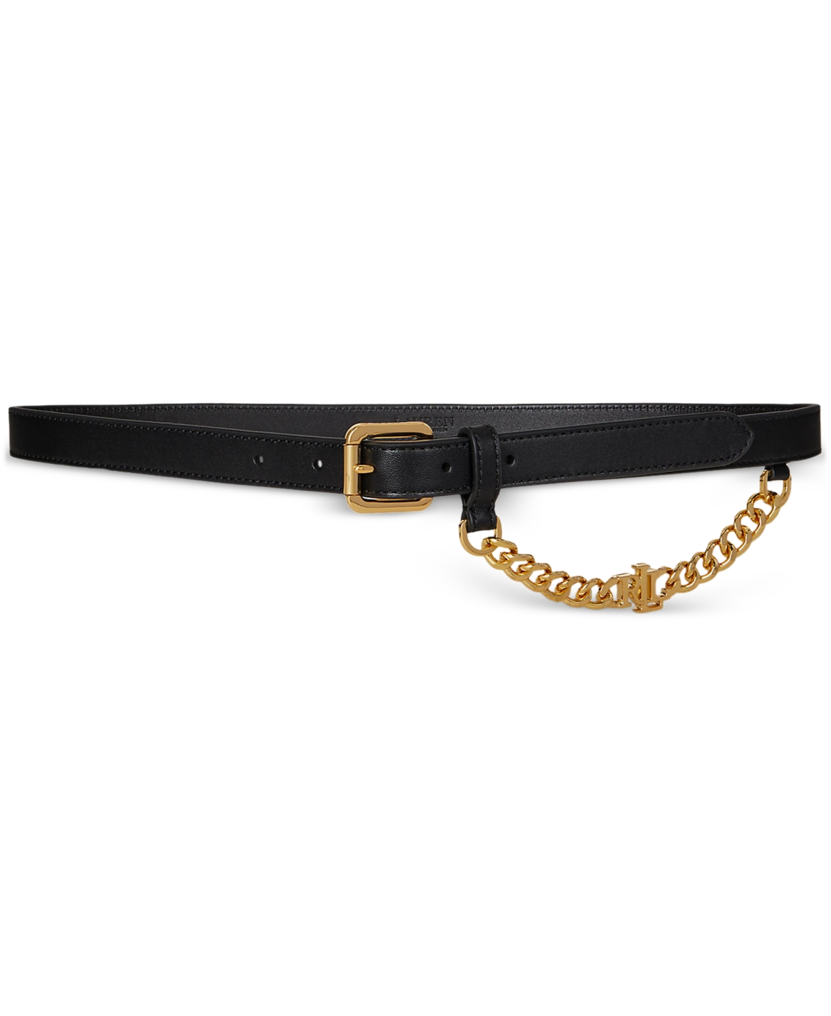 Ralph Lauren Logo-chain Leather Skinny Belt