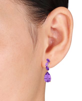 Amethyst & Pink Amethyst (7 1/5 ct. t.w.) Diamond Accent Teardrop Earrings in 10k Rose Gold