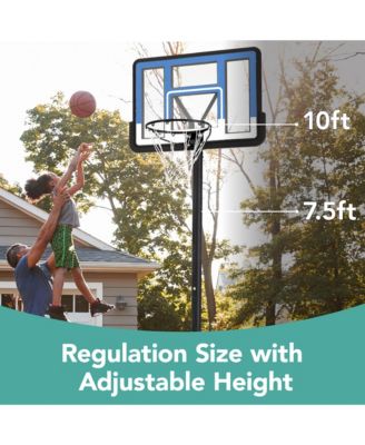 Adjustable Regulation-Size Basketball Hoop, Portable Sport System w/ Fillable Base, Wheels