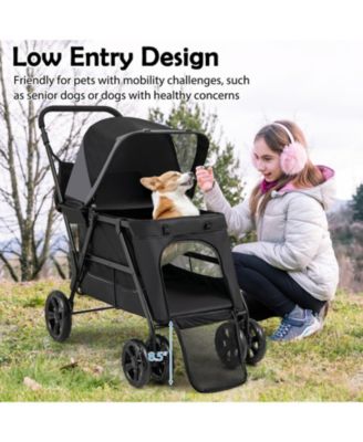 Dog Stroller for Medium Small Senior Elderly Dogs with Dual Entry