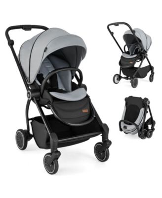 Baby Stroller Foldable Infant Pram Stroller with Reclining Backrest Handle
