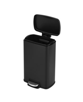 1.3 Gal./5 Liter Rectangular Matt Black Step-on Trash Can for Bathroom and Office