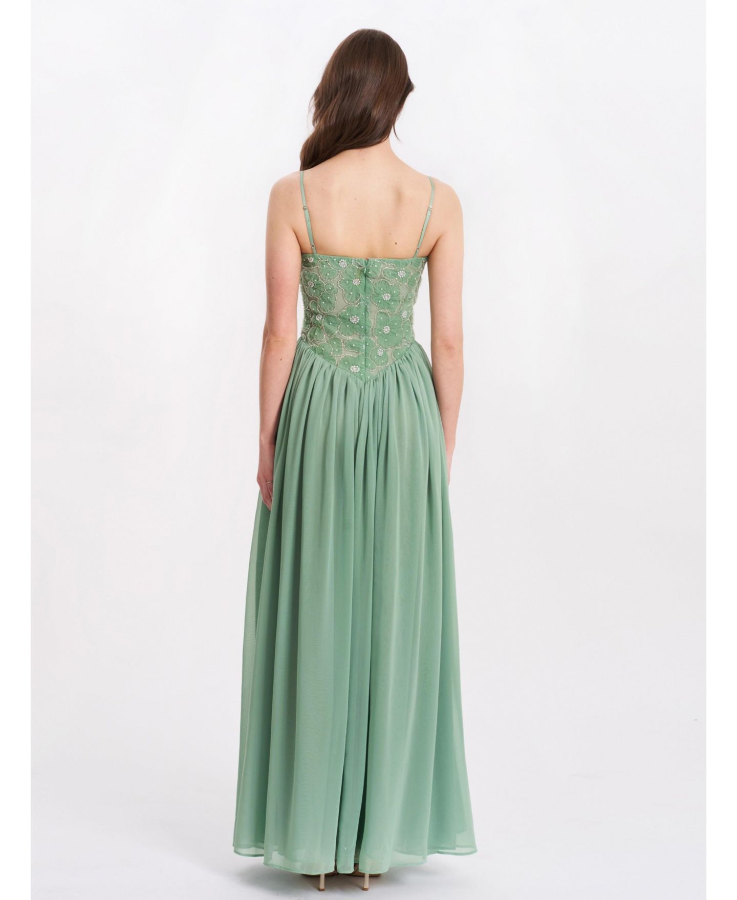 Женское платье Miss Circle Ucille Sage Green Embroidered Chiffon Maxi, цвет: Зелёный — фото 7