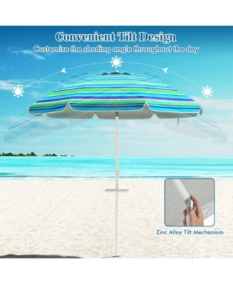 6.5 FT Beach Umbrella for Sand Heavy-Duty Sunshade Parasol w/ Sand Anchor
