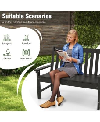 Garden Bench All-Weather HDPE 2-Person Outdoor Bench for Front Porch Backyard