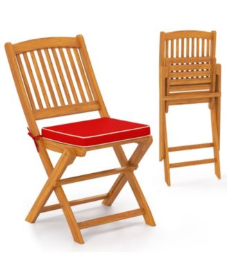 Outdoor Folding Chairs with Seat Cushions Set of 2
