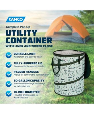 Campsite Pop Up Utility Container with Liner and Zipper Close, Map Design
