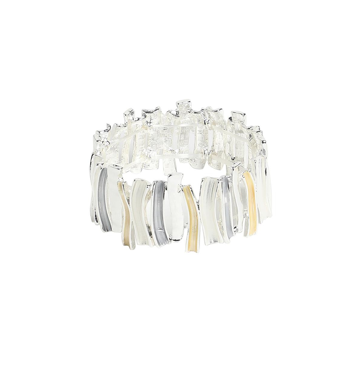 Metallic-Ridge Bangle Bracelet - Silver