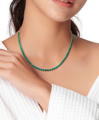 Lab-Created Gemstone 18" Collar Necklace in Sterling Silver