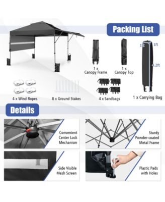 Outdoor Instant Pop-up Canopy Tent with Dual Half Awnings