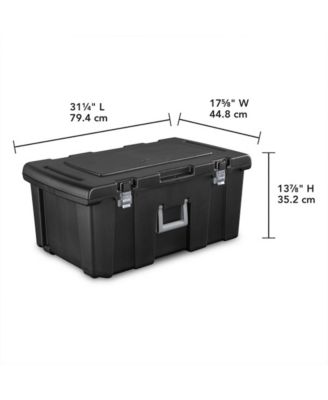 Wheeled Footlocker, Plastic Utility Storage Container, Black, 4 Pack