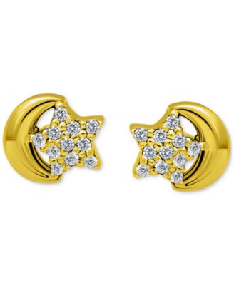 Pav&eacute; Star & Moon Stud Earrings, Exclusively at Macy's