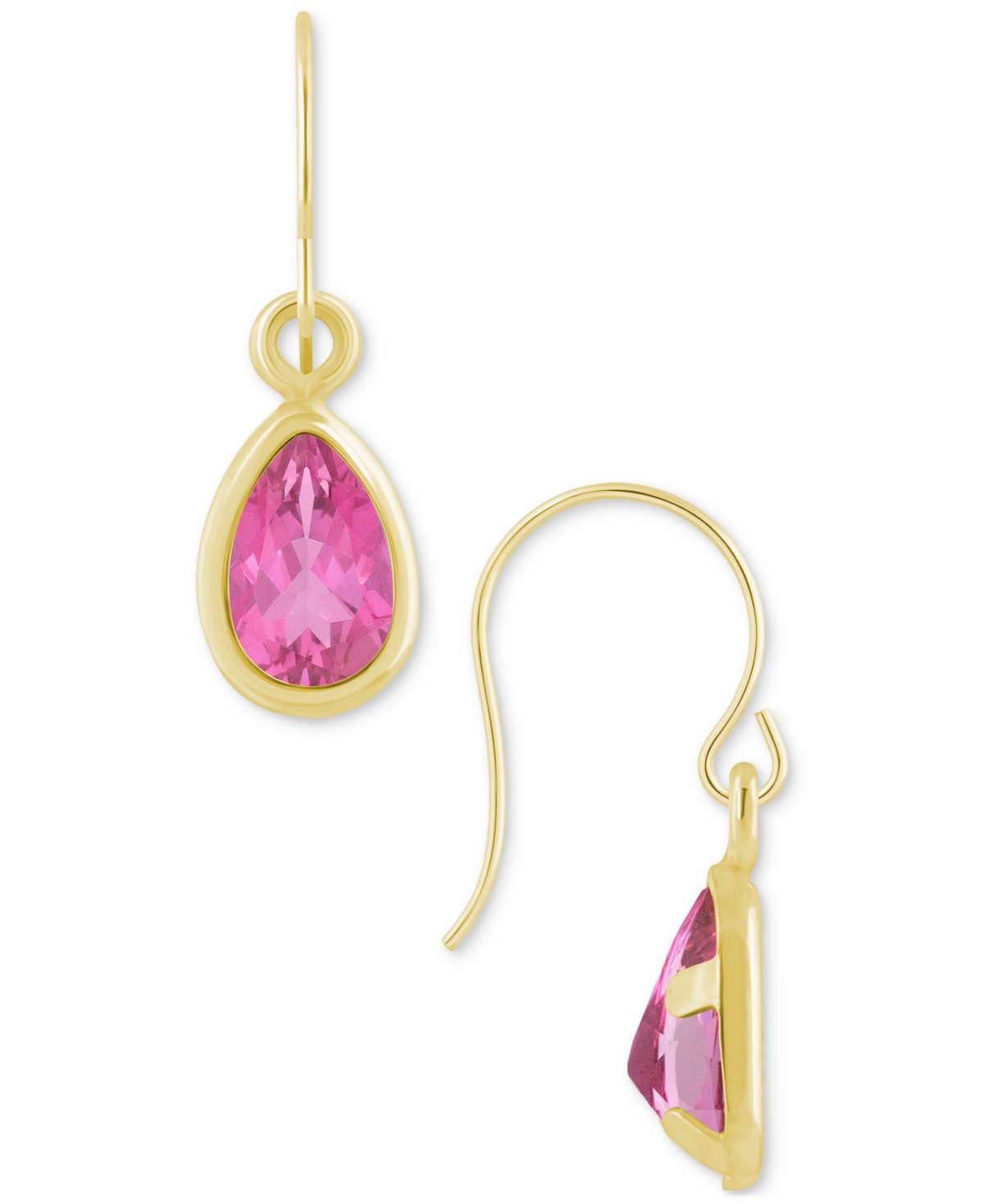 Macy's Amethyst Pear Bezel Drop Earrings (3/4 Ct. T.w) In 10k Gold (also In Additional Gemstones)