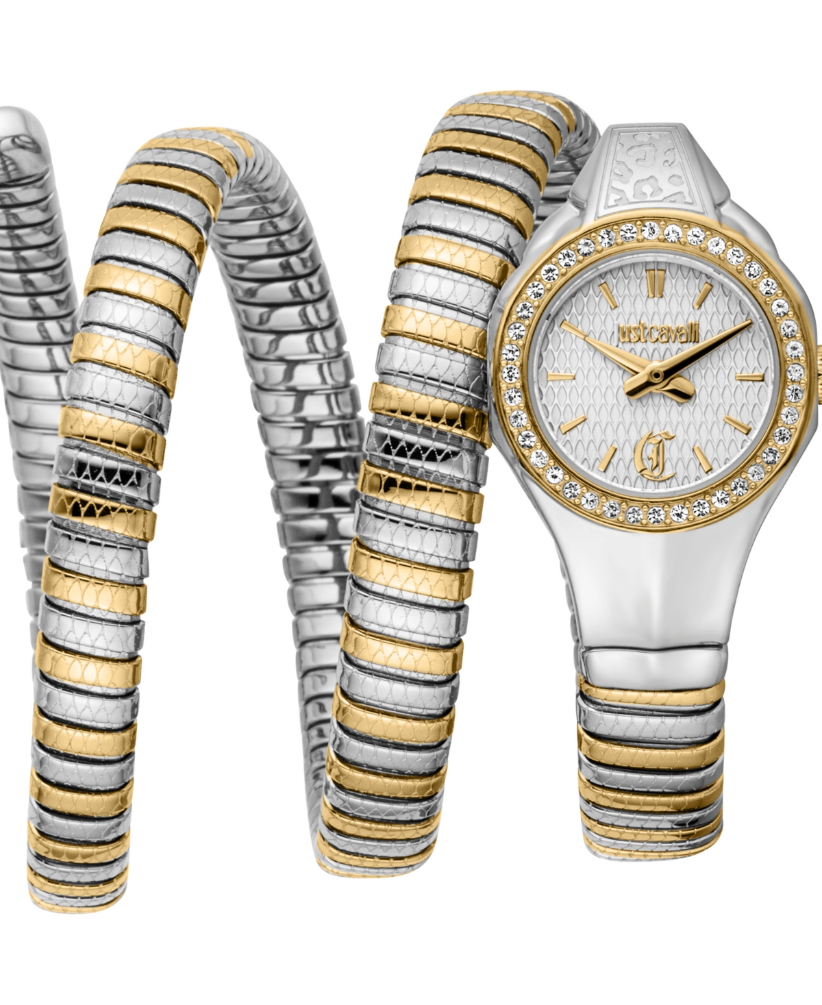 Just Cavalli Women's Silver Stainless Steel Bracelet Watch, 22mm In Green