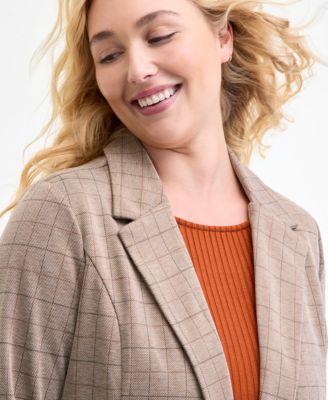 Plus Size Plaid Boyfriend Blazer