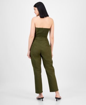Women's Strapless Belted Utility Jumpsuit