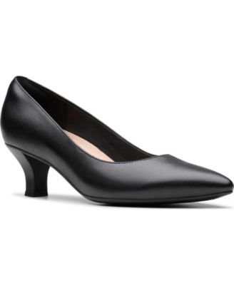 thumbnail image 2 of CLARKS Kepley Vine Ladies Black Leather Wide Fitting Court Shoe 2 of 12