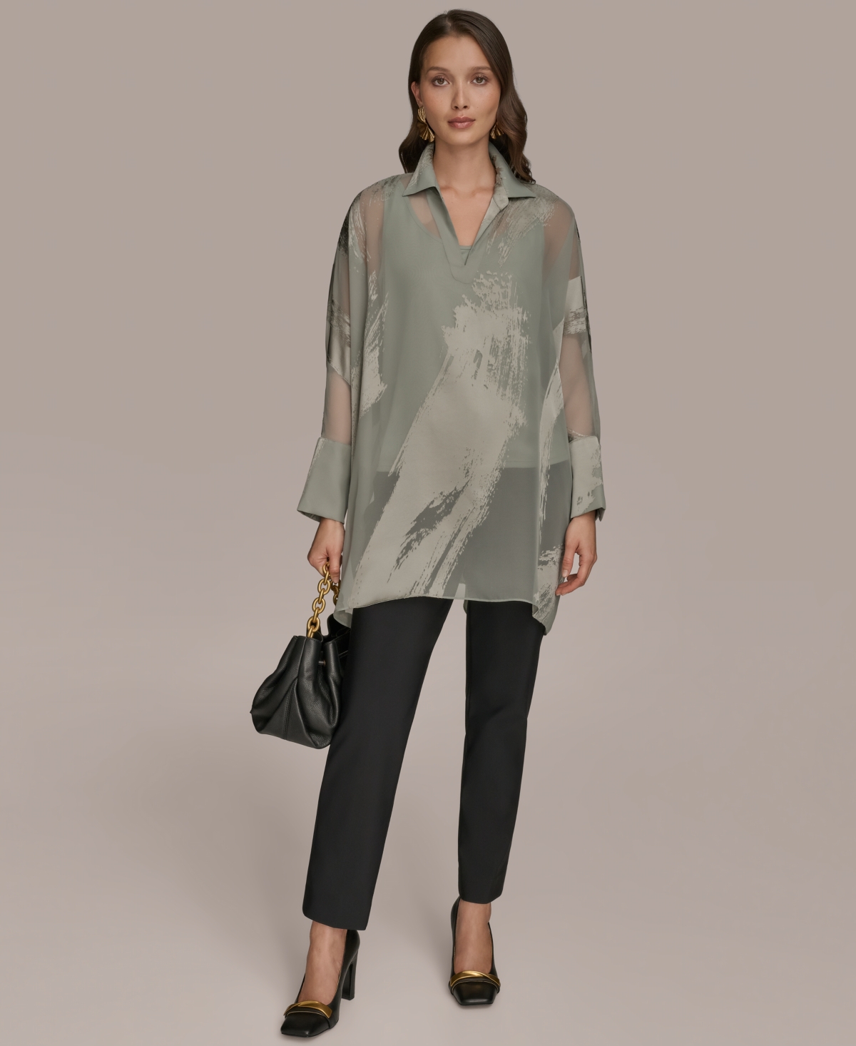 Donna Karan New York Brushstroke Burnout Tunic In Green