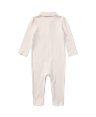 Baby Girls Ribbed Polo Collar Coverall