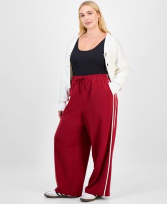 Bar III - Trendy Plus Side-Stripe Wide Track Pants