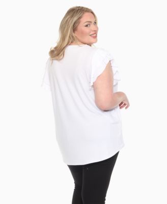 Plus Size Ruffled Sleeve Solid Top