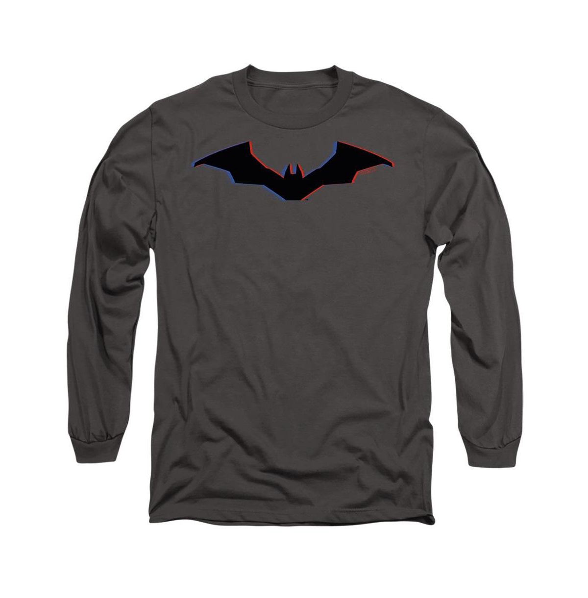Men's The Tri Color Bat Silhouette Long Sleeve Adult Tee / T-Shirt - Charcoal