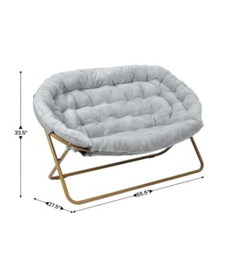 EMMA + OLIVER Double Steel Janey Folding Saucer Chair and Ottoman