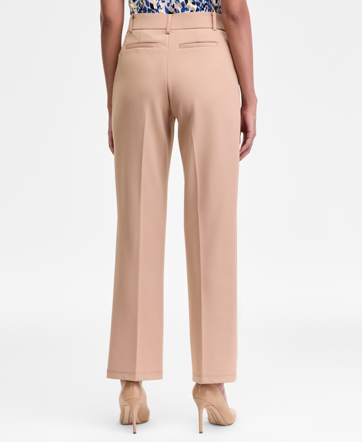 Kasper Peak Lapel Blazer V Neck Top Faux Fly Pants In Pink