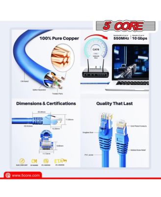 Cat 6 Ethernet Cable Long Computer Internet Cables WiFi RJ45 Cord for Gaming