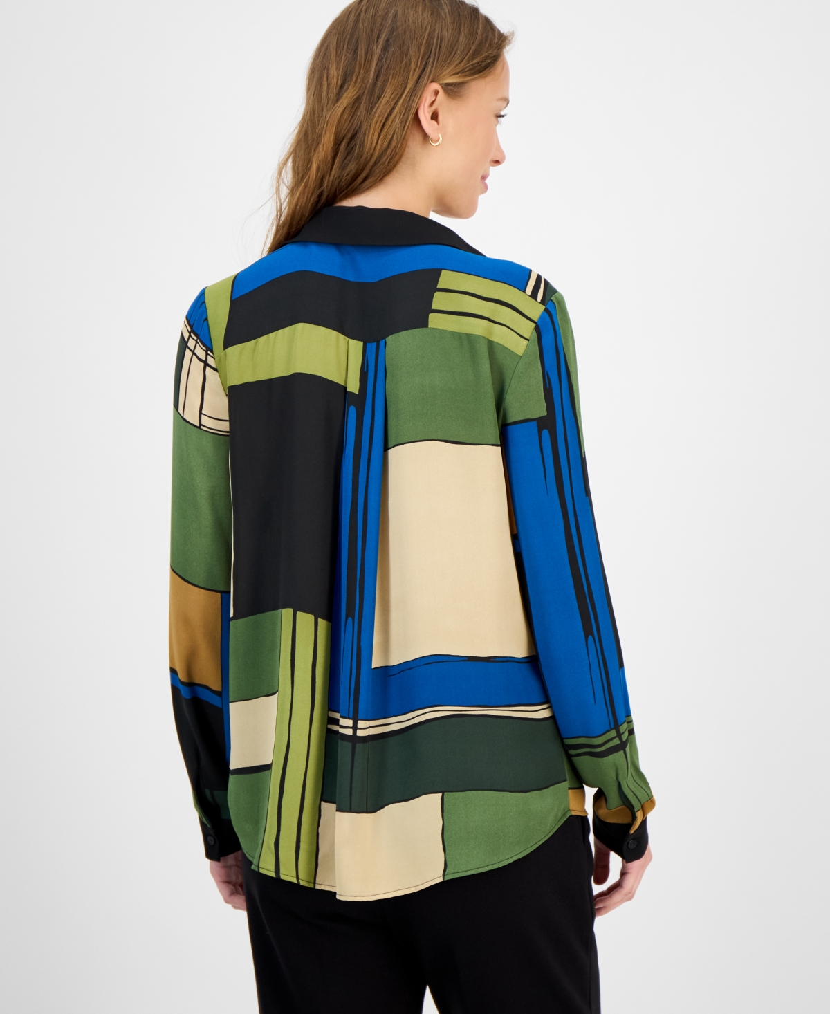 T Tahari Women's Printed Button-front Blouse In Multi