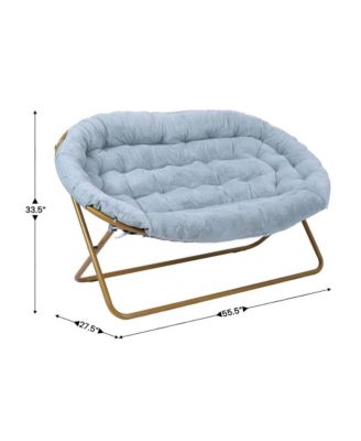 EMMA + OLIVER Double Steel Janey Folding Saucer Chair and Ottoman