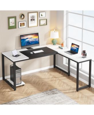 62.99" L-Shaped Computer Desk with Mobile File Cabinet, Large Executive Office Desk with 3-Drawer Vertical Filing Cabinet, Business Furniture Sets for Home Office