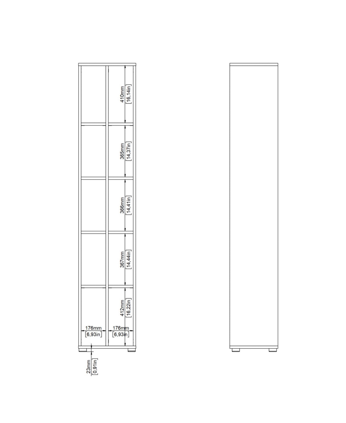 Tvilum 80.59" Wood 10 Shelf Narrow Bookcase