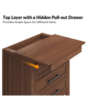 Theresa Transitional 3-Drawer Nightstand with Hidden Pull-out Drawer