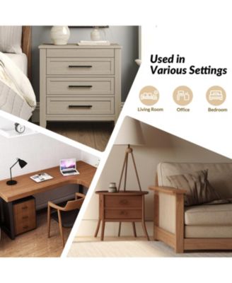 Theresa Transitional 3-Drawer Nightstand with Hidden Pull-out Drawer