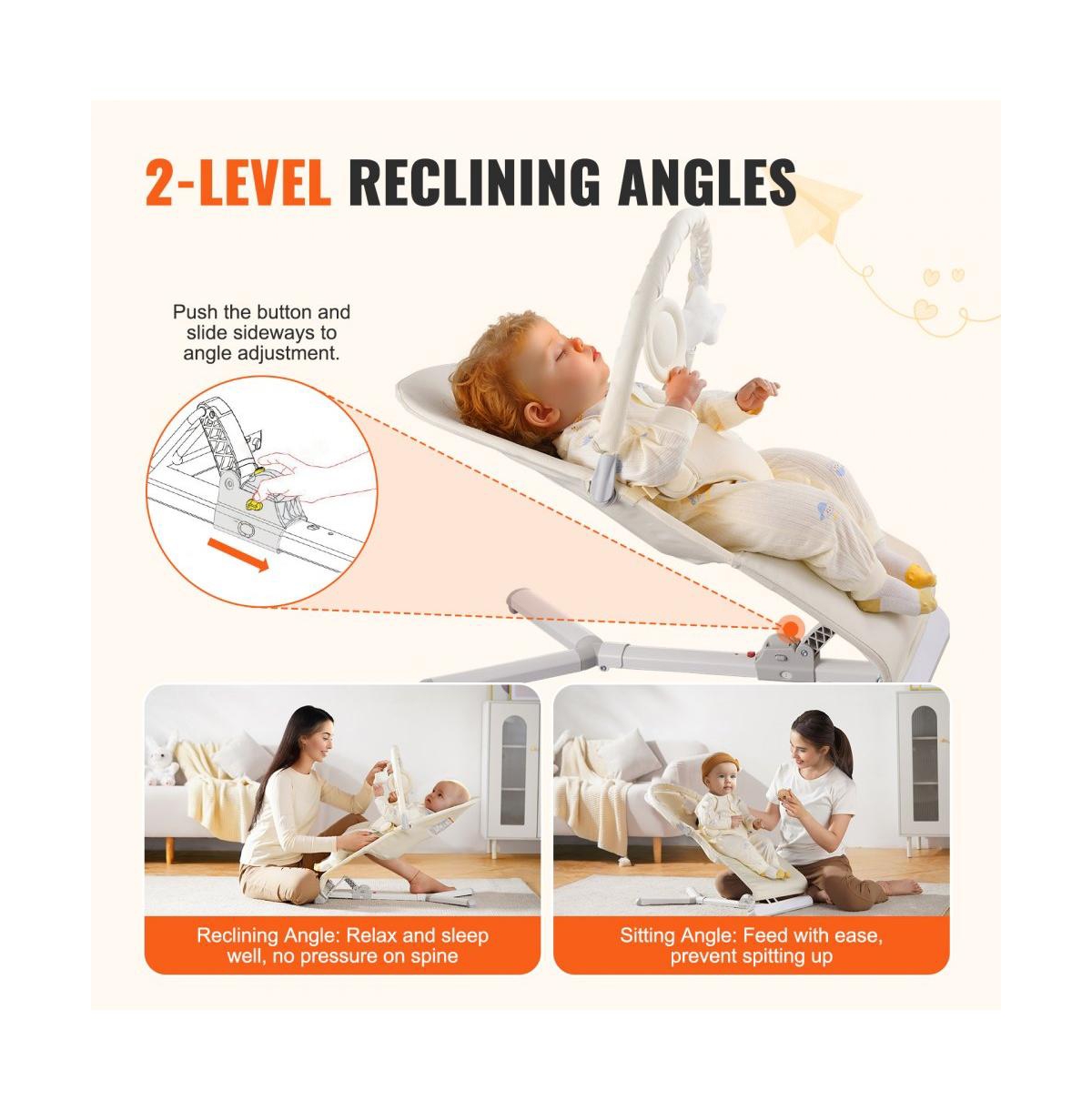 Slickblue Toddler Bouncer Folding Seat Chair 0-9 Months with Toy Bar