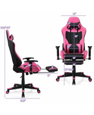 1 Pc PU Leather Gaming Chair USB Massage Lumbar Pillow Footrest Ergonomic Design Bedroom or Game Room