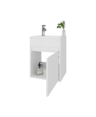  Wengue Bathroom Floating Vanity with Sink, 1 Door, Wengue
