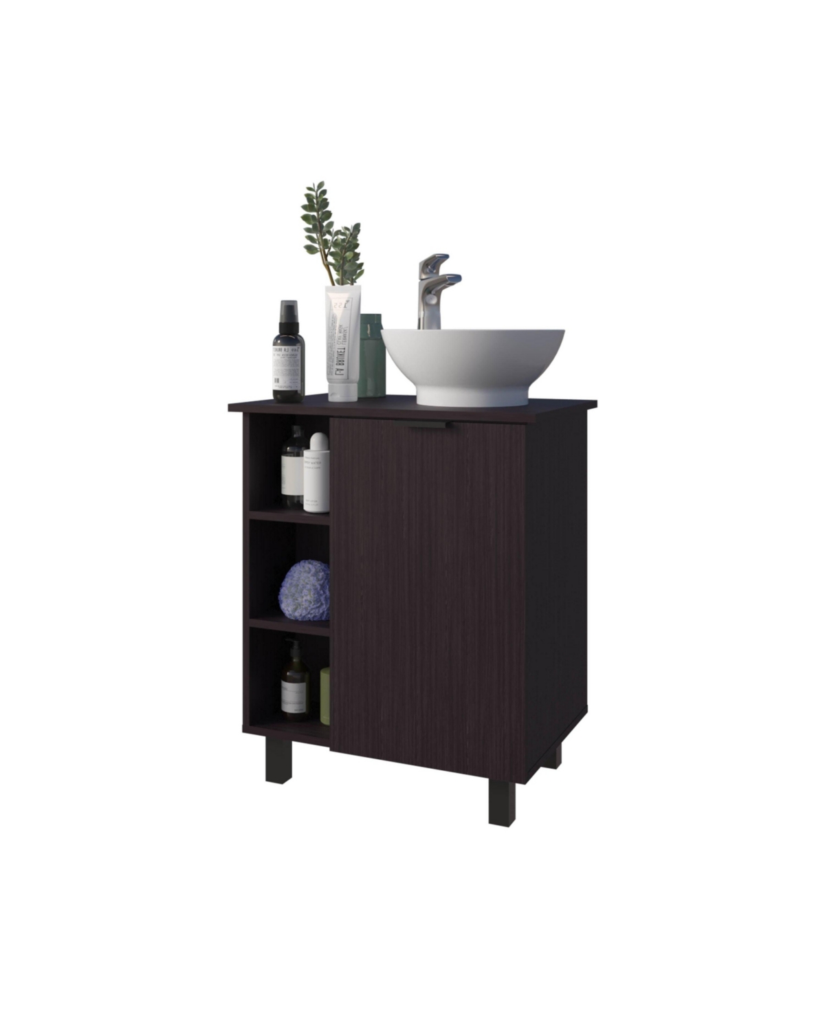 Fm Furniture Pinal Bathroom Vanity, Single Door, 8 Storage Shelves (6 Open and 2 Closed)