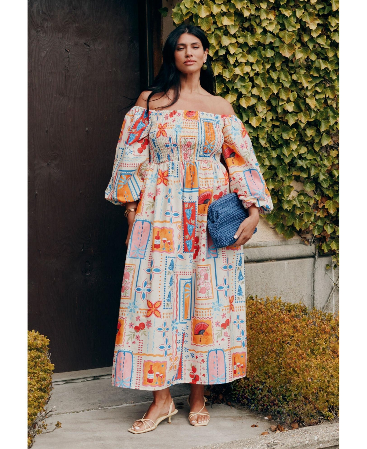 Women's Printed Puff Sleeve Maxi Dress - Souvenir