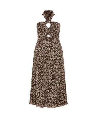 Plus Size Everlee Print Halter Neck Maxi Dress